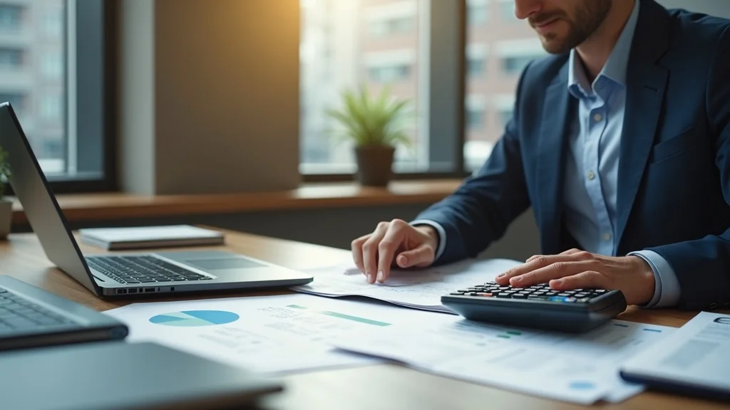 Divorce lawyer reviewing retainer ledger and calculator on retainer funds for a divorce case