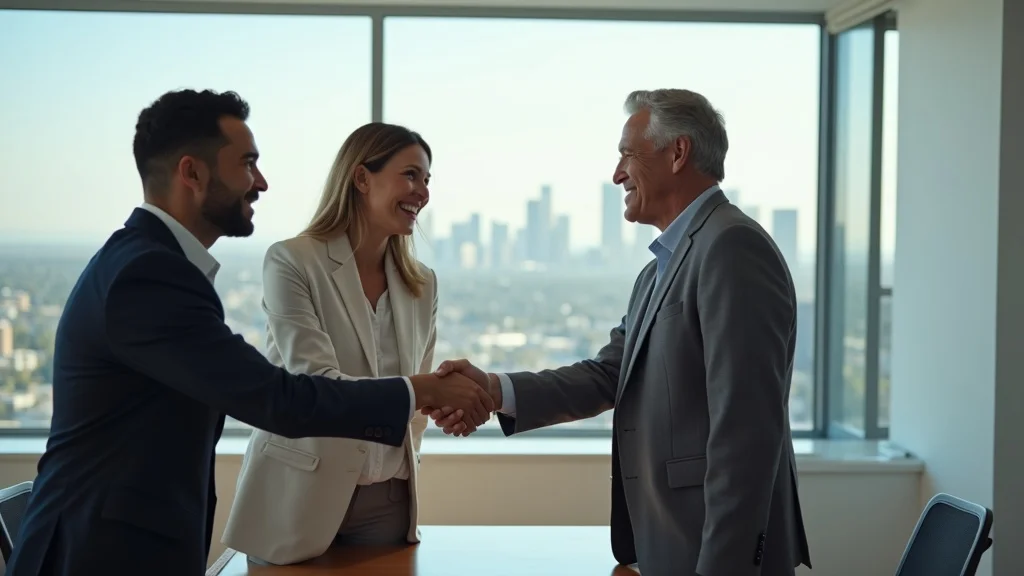 Family law mediation success handshake - Hermes Law Group Los Angeles CA