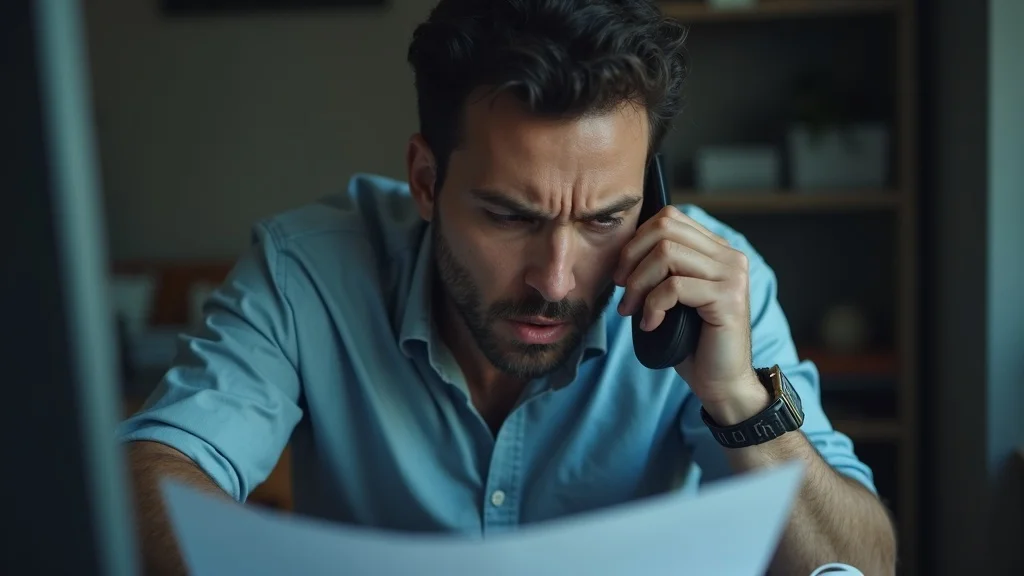 Frustrated adult engaged in tense phone conversation about legal issues related to high-conflict divorce cases