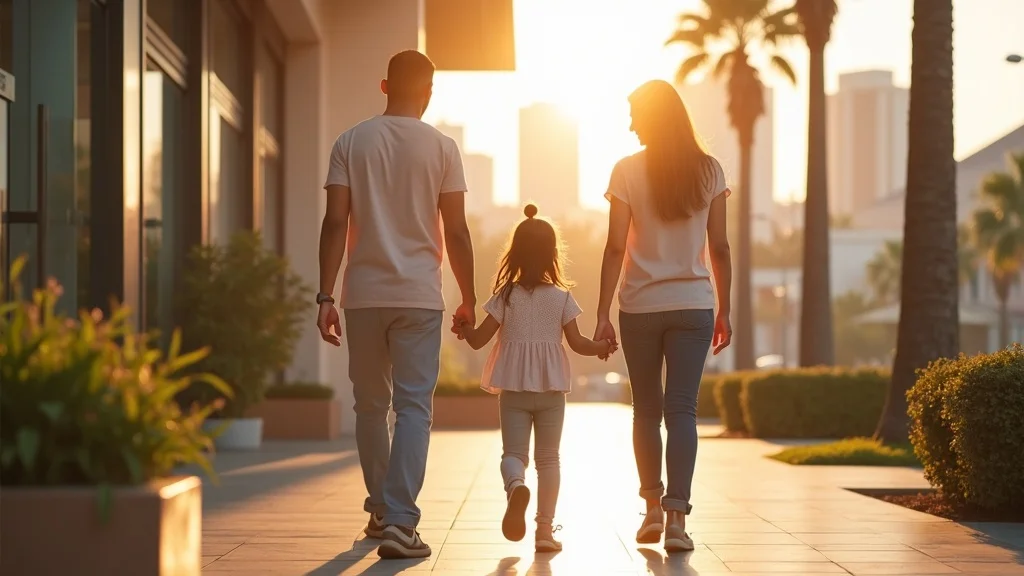 Hopeful family walking together after successful mediation with Hermes Law Group Los Angeles, CA