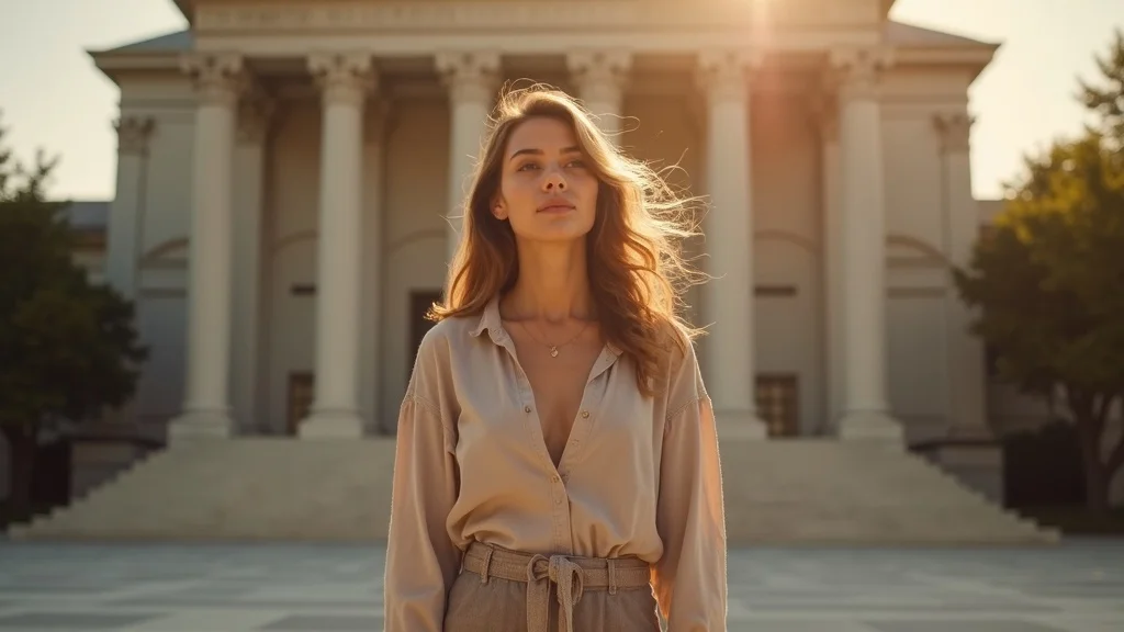 Hopeful individual outside a courthouse after divorce, looking forward, representing optimism when spouse refuses to sign divorce papers