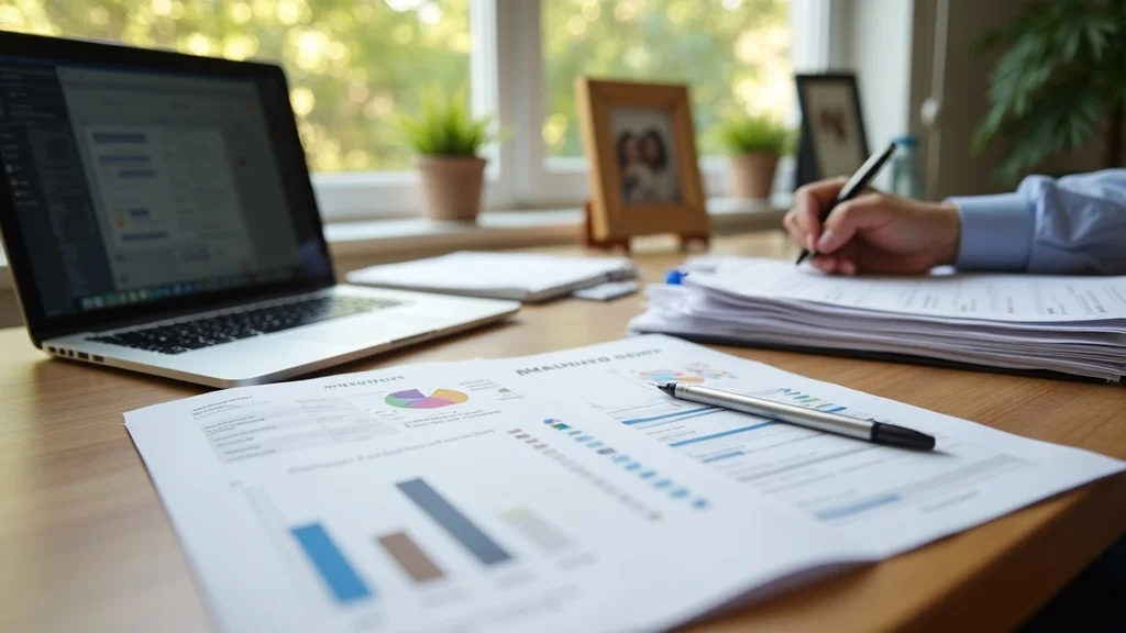Organized home office desk for Los Angeles divorce scenarios with divorce documents and preparation for Hermes Law Group consultation