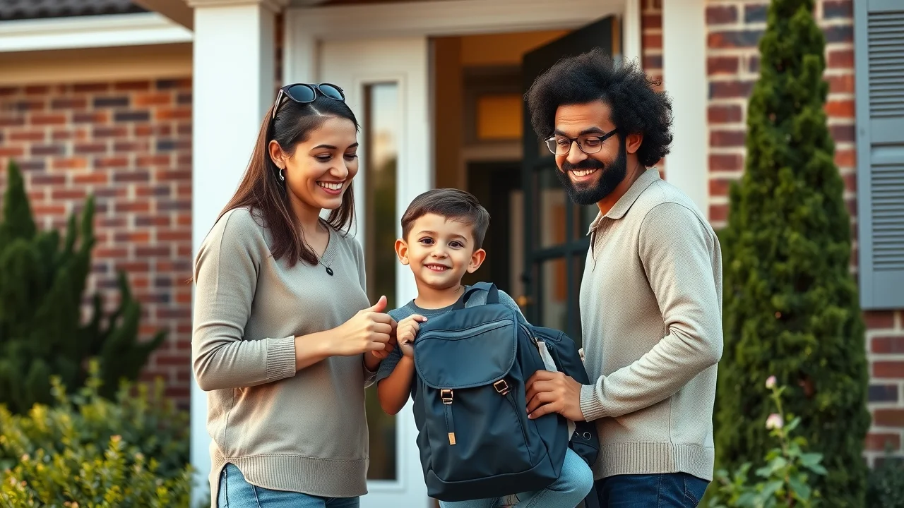 Positive co-parenting during custody arrangement hand-off, both parents cooperating