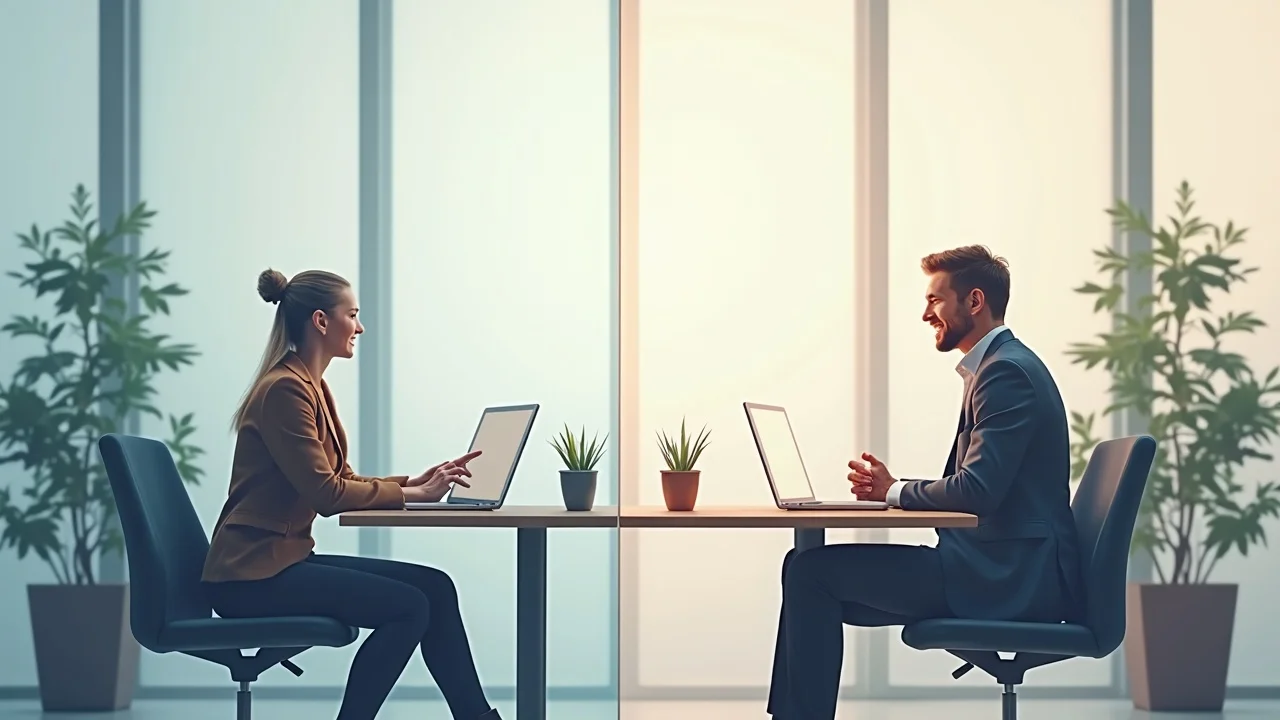 Split-scene comparison of client law firm consultations for flat fee and hourly rate retainer agreements in divorce law