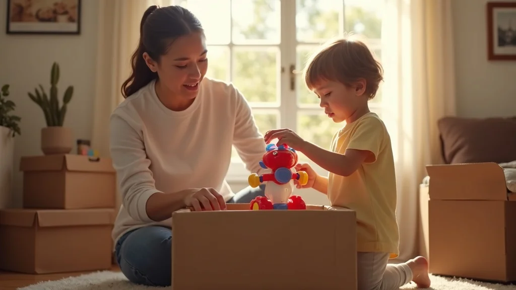 Thoughtful parent packing belongings in a sunlit California home – family law relocation and move-away case
