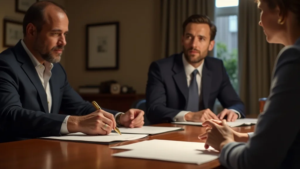 client and lawyer in a professional law office reviewing paperwork