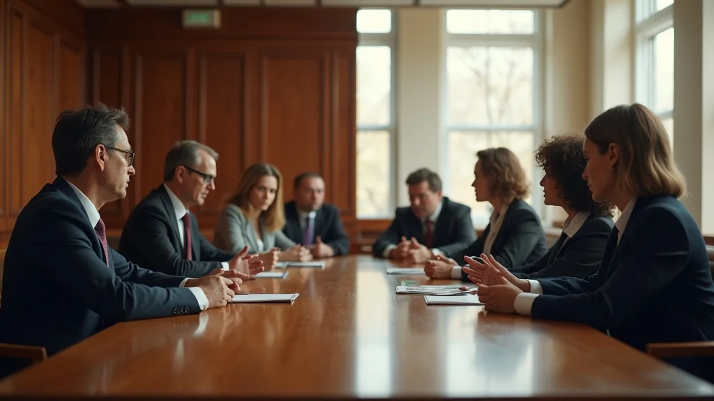 courtroom with tense atmosphere, mediation room with relaxed, collaborative vibe