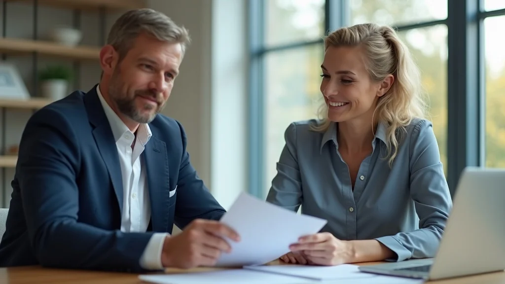 divorce lawyer and client with legal paperwork, preparing for mediation session