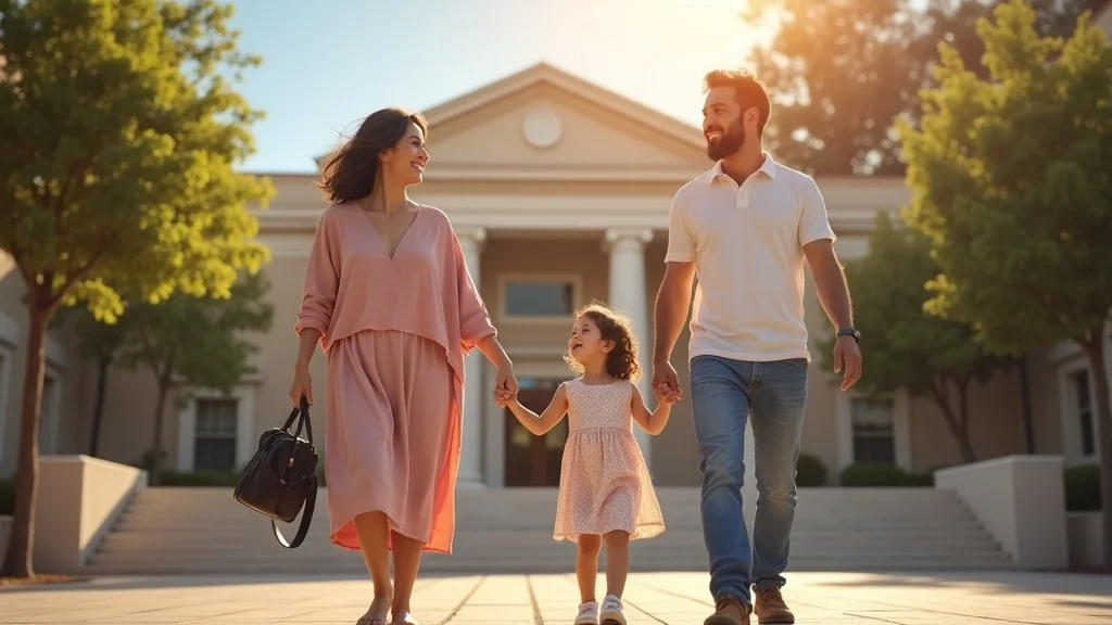 happy family walking together after child custody case resolution in los angeles