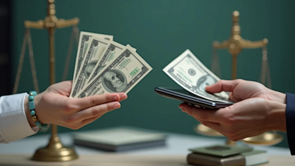 open hands with cash (litigation costs) versus calculator (mediation cost), symbolizing cost differences in resolving disputes