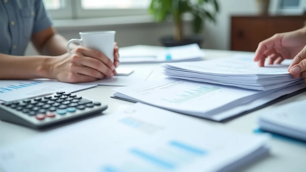 organized financial documents being prepared by hands, laying out all necessary paperwork for mediation