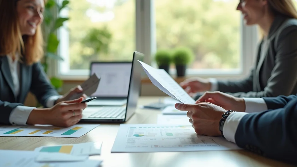 Financial advisor reviewing business documents and charts for business valuation during a divorce with a family business